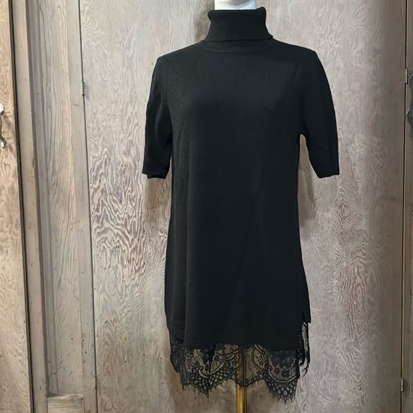 Apt. 9 Sweaters - APT 9 Black Pullover Sweater With Lace Hem Detail Short Sleeve Size Medium